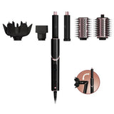 Imagen del Set de Regalo Shark FlexStyle® Negro, que permite transformar un secador potente en un moldeador versátil con solo girar el accesorio. Incluye estilizadores para rizar, alisar, dar volumen y secar, siendo ligero, potente y seguro para un peinado rápido sin dañar el cabello.